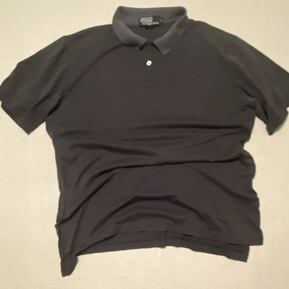 Vintage Polo by Ralph Lauren Polo Shirt Men’s Large Gray Striped Short Sleeve
